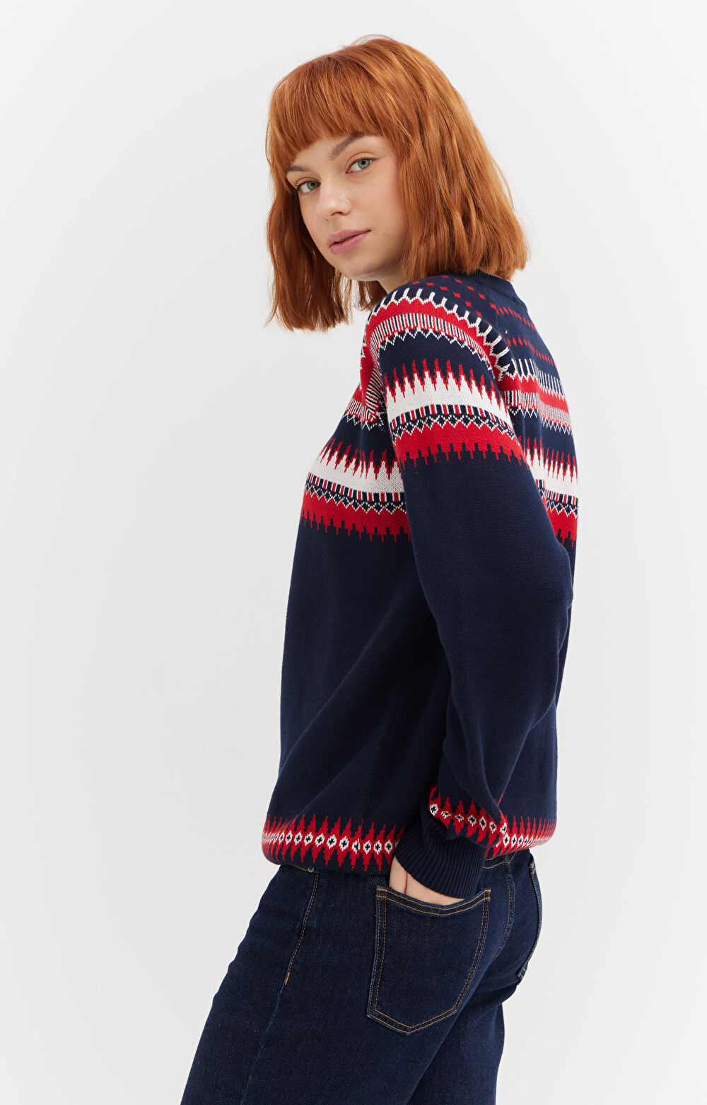Sweter z bawełny organicznej ze wzorem