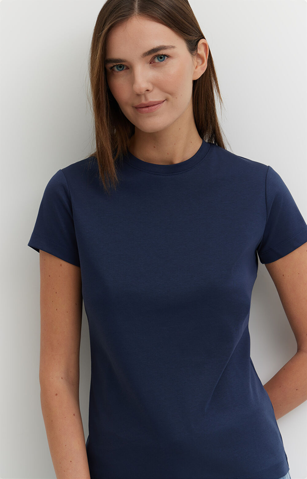 T-shirt slim z bawełny merceryzowanej - 3