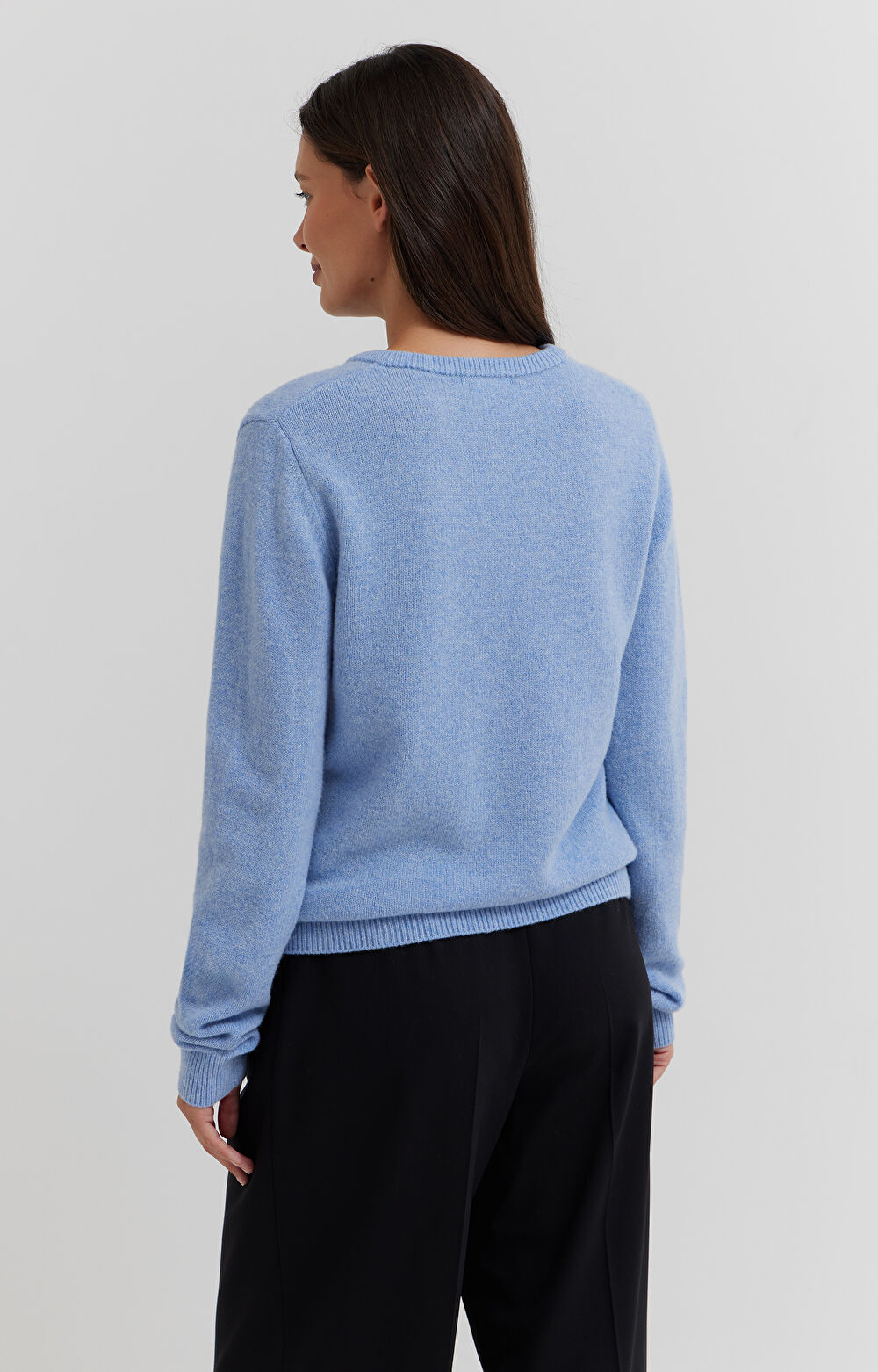 Melanżowy sweter v-neck z wełny - 3