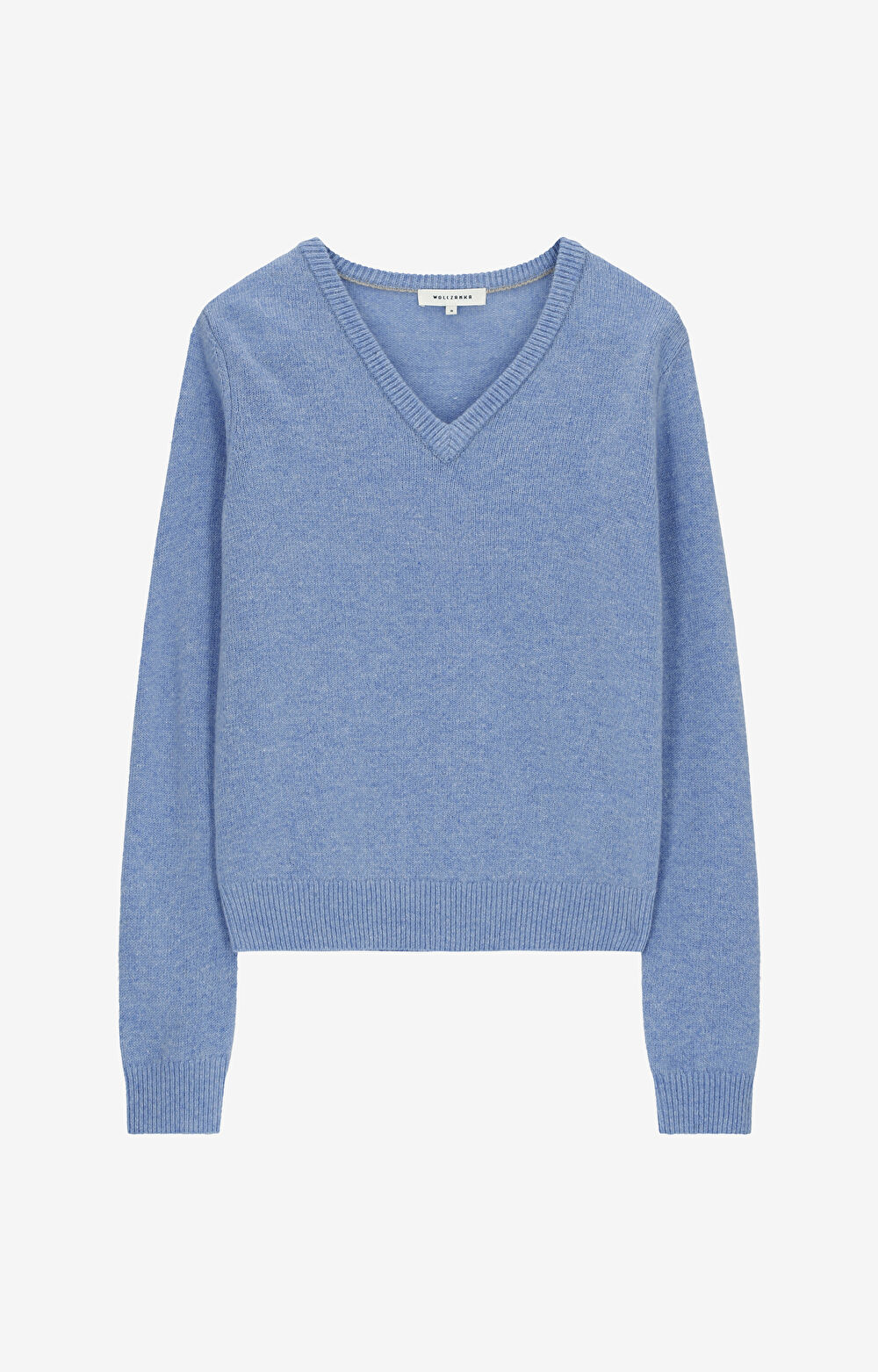 Melanżowy sweter v-neck z wełną - 2