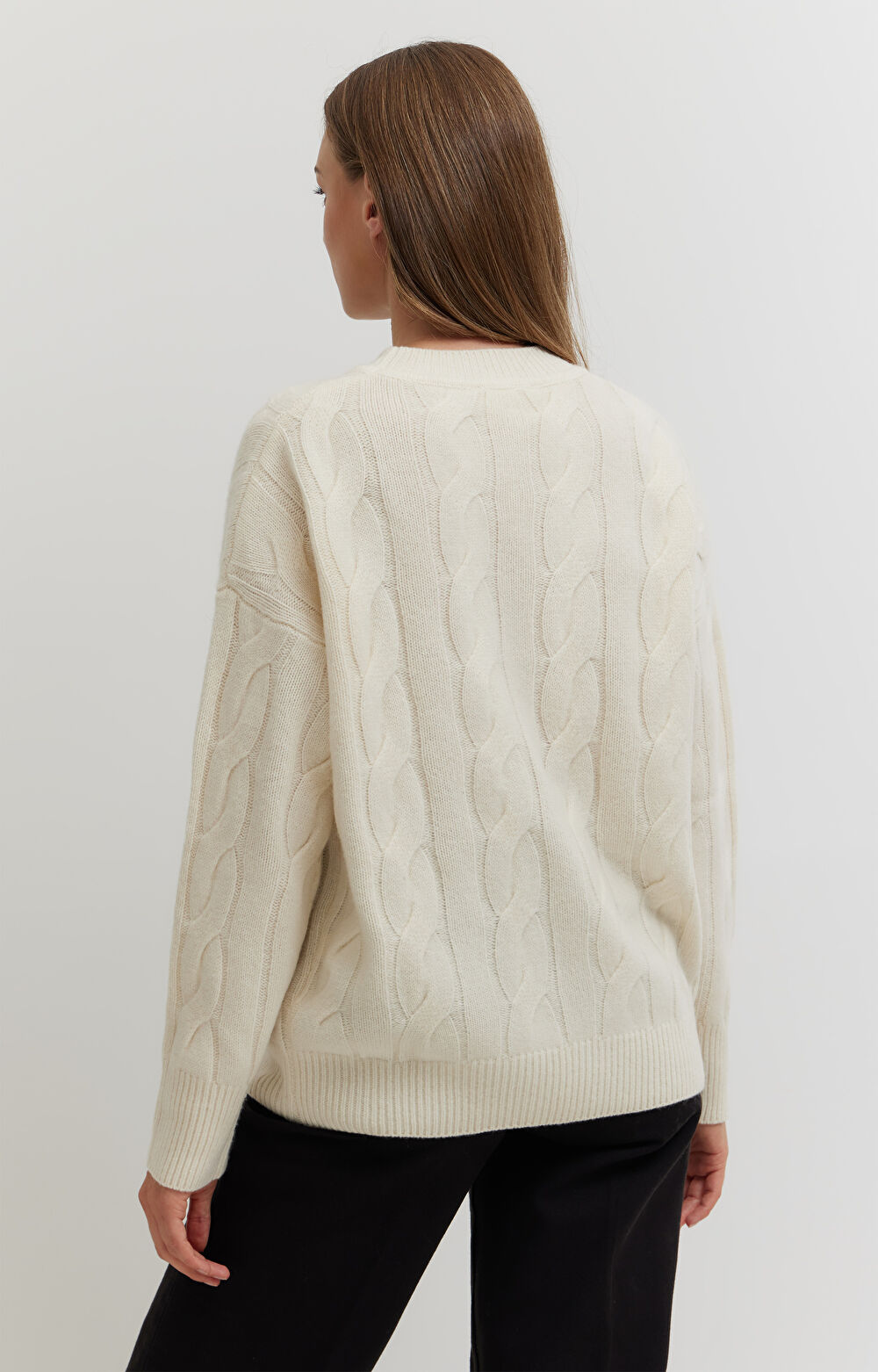 Sweter z wełny merino z warkoczowym splotem - 3