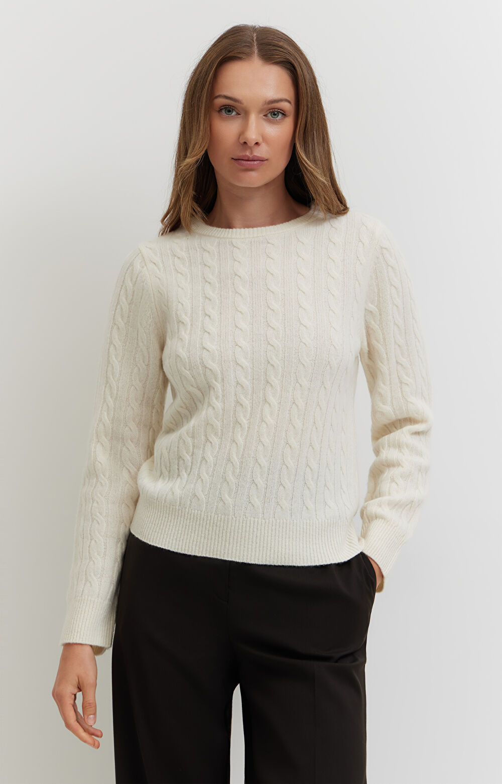 Sweter z wełny z warkoczowym splotem - 4