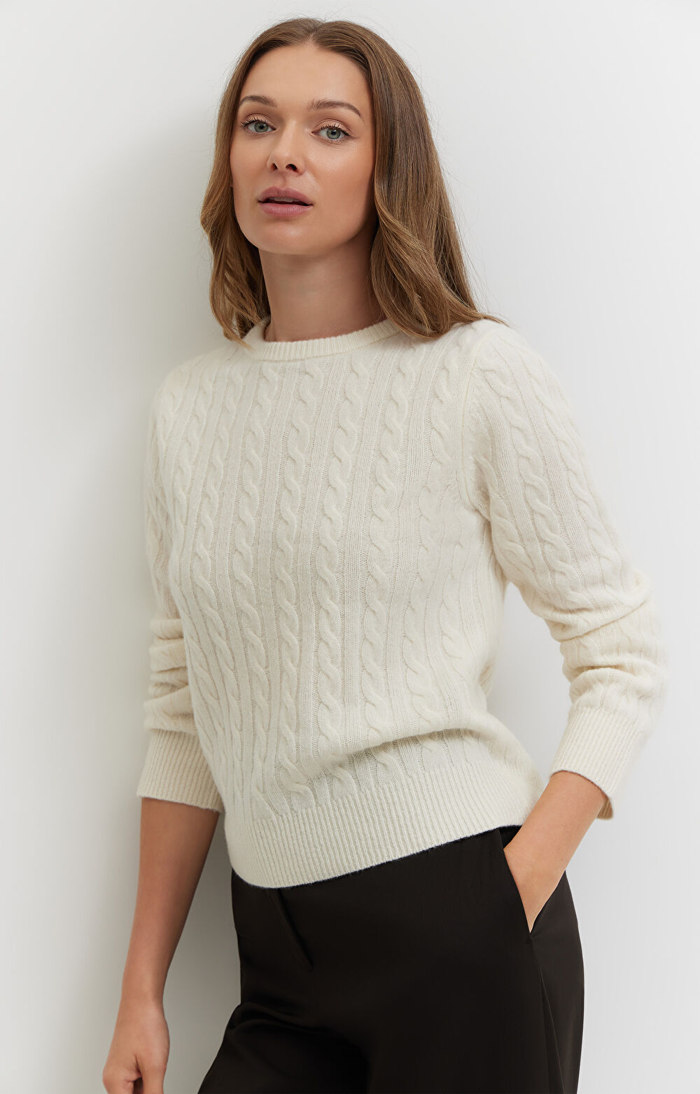 Sweter z wełny z warkoczowym splotem - 6