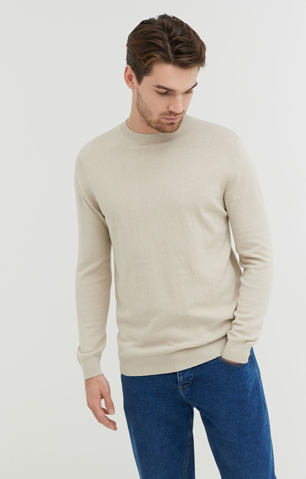 Bawełniany sweter z domieszką wełny