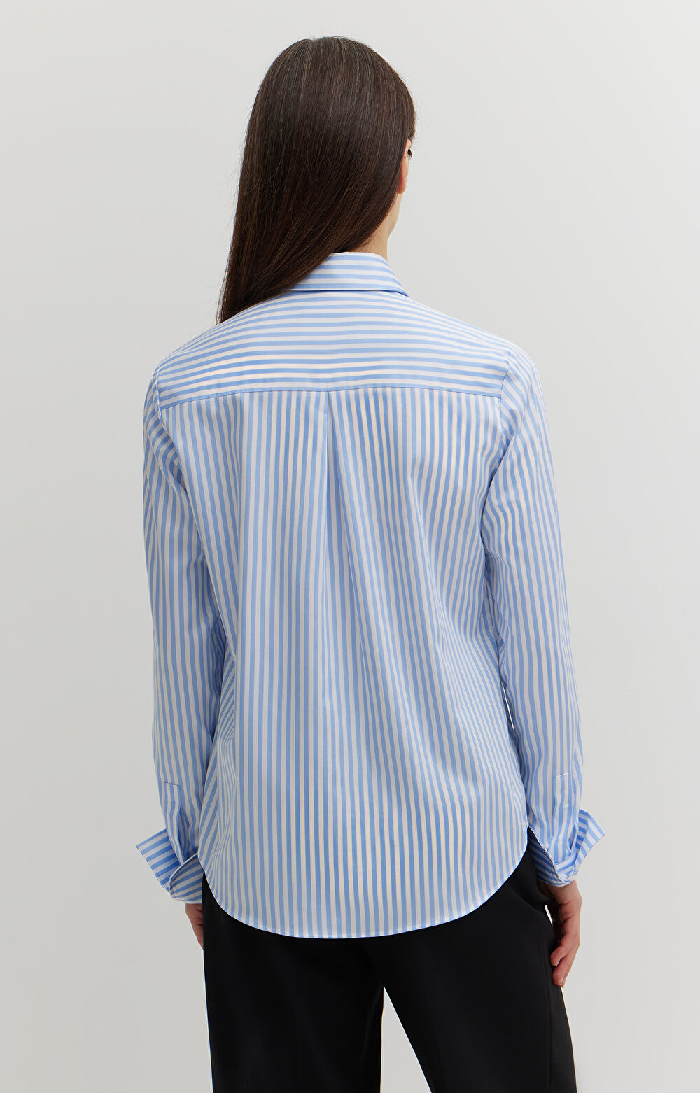 Koszula w paski z bawełny satynowej - 4