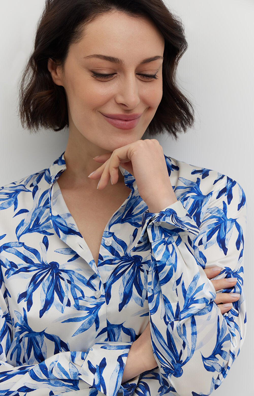 Koszula z jedwabiu w kwiaty - 8