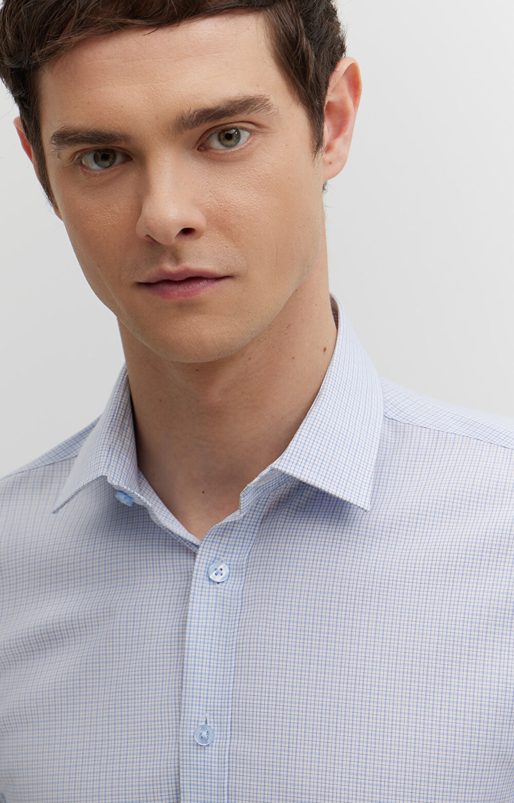 Koszula w kratę z dodatkiem jedwabiu - 6