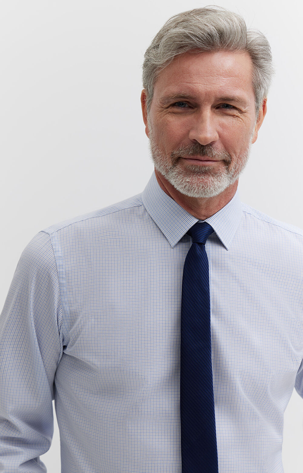 Koszula w kratę z dodatkiem jedwabiu - 6