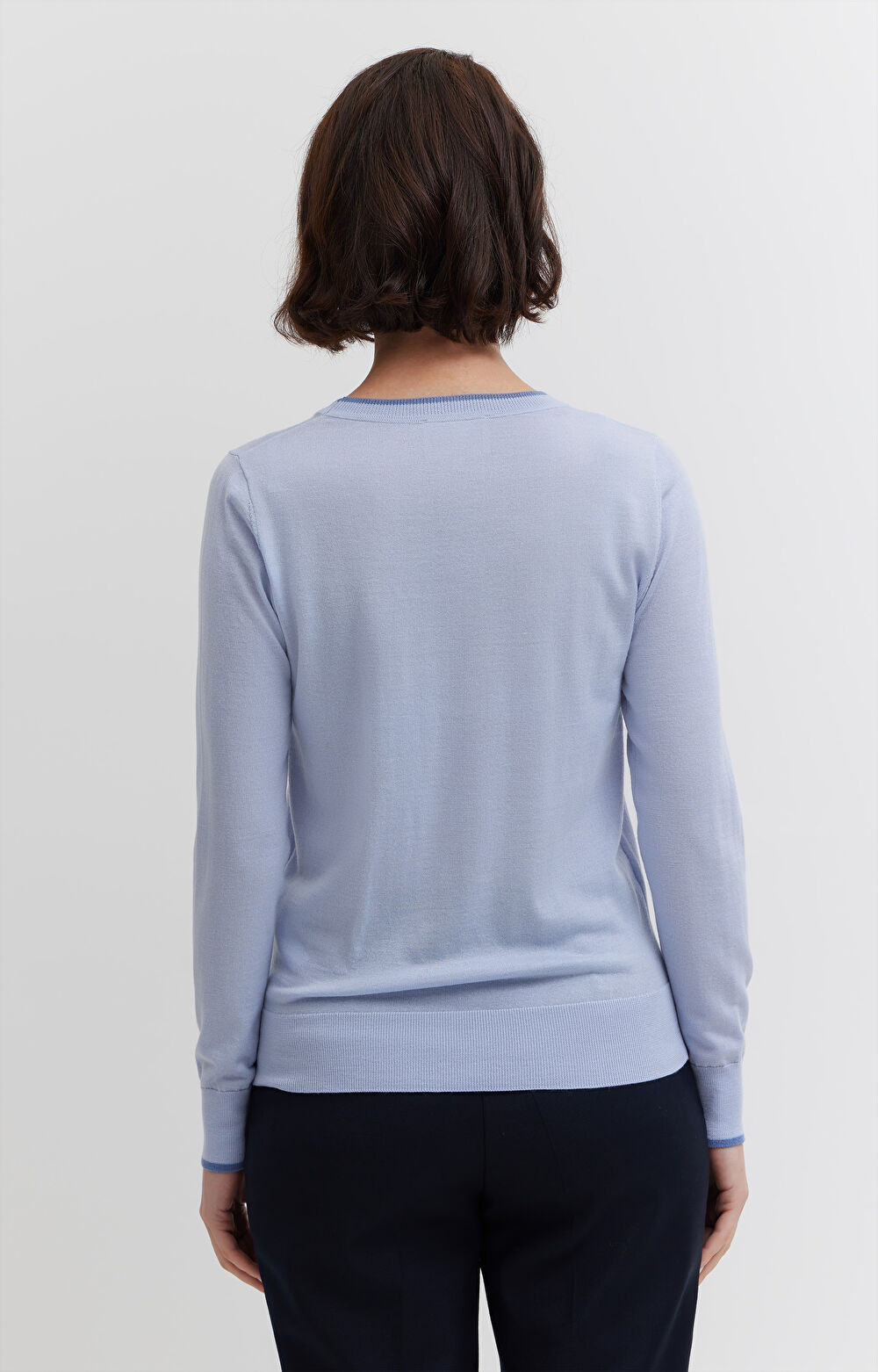 Sweter z kontrastem z wełny merino - 3