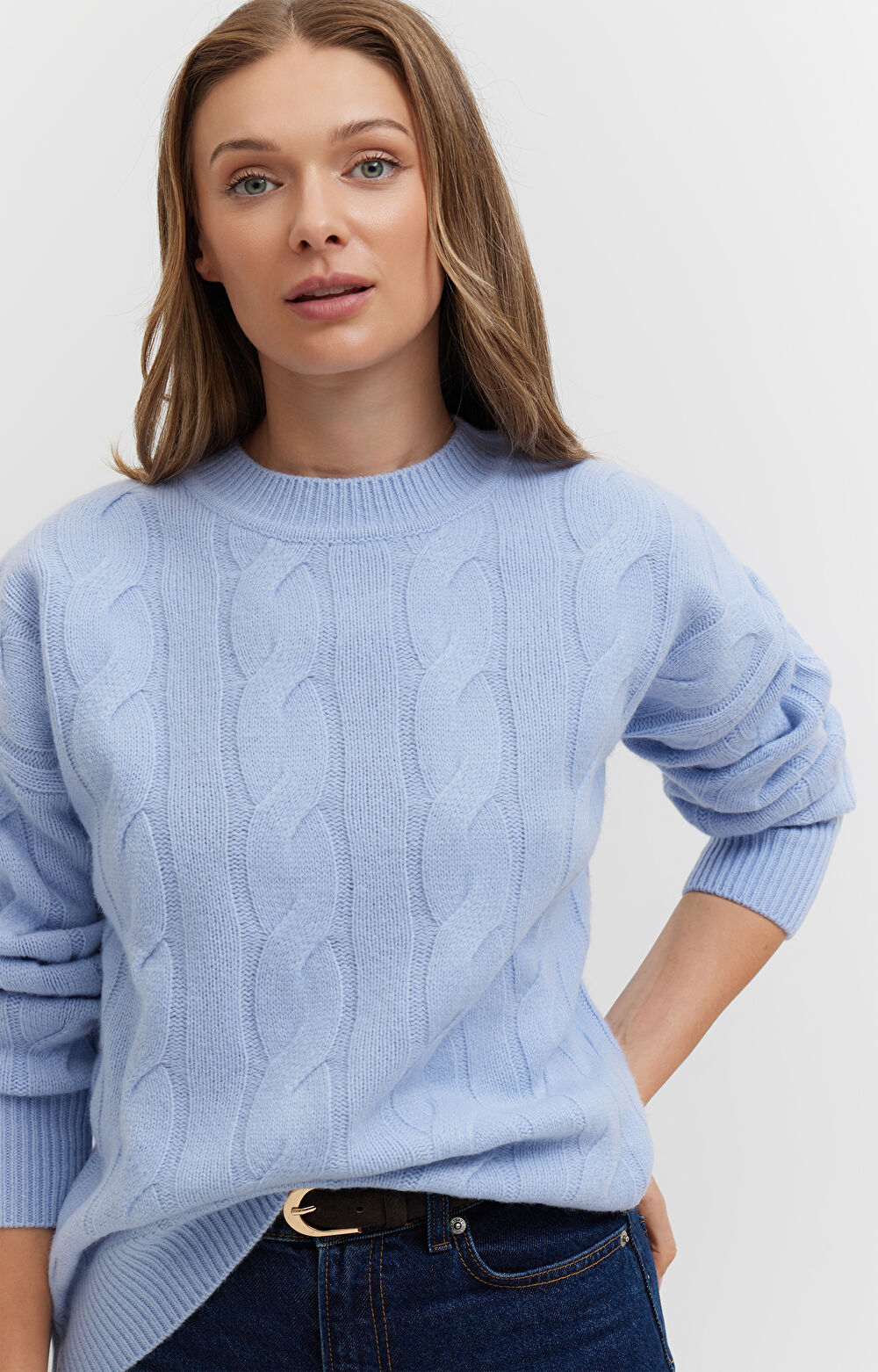 Sweter z wełny merino z warkoczowym splotem - 4