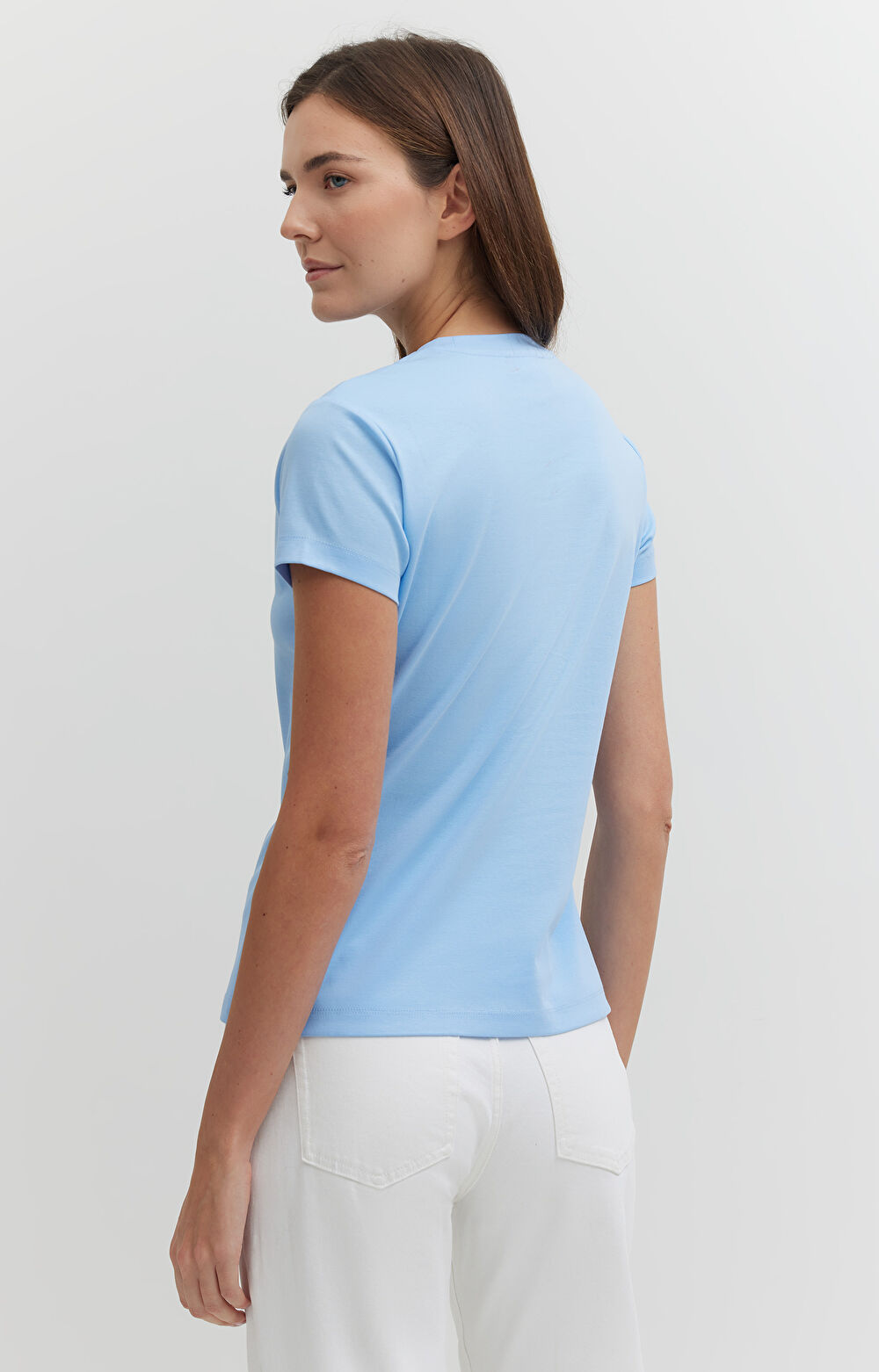 T-shirt slim z bawełny merceryzowanej - 2