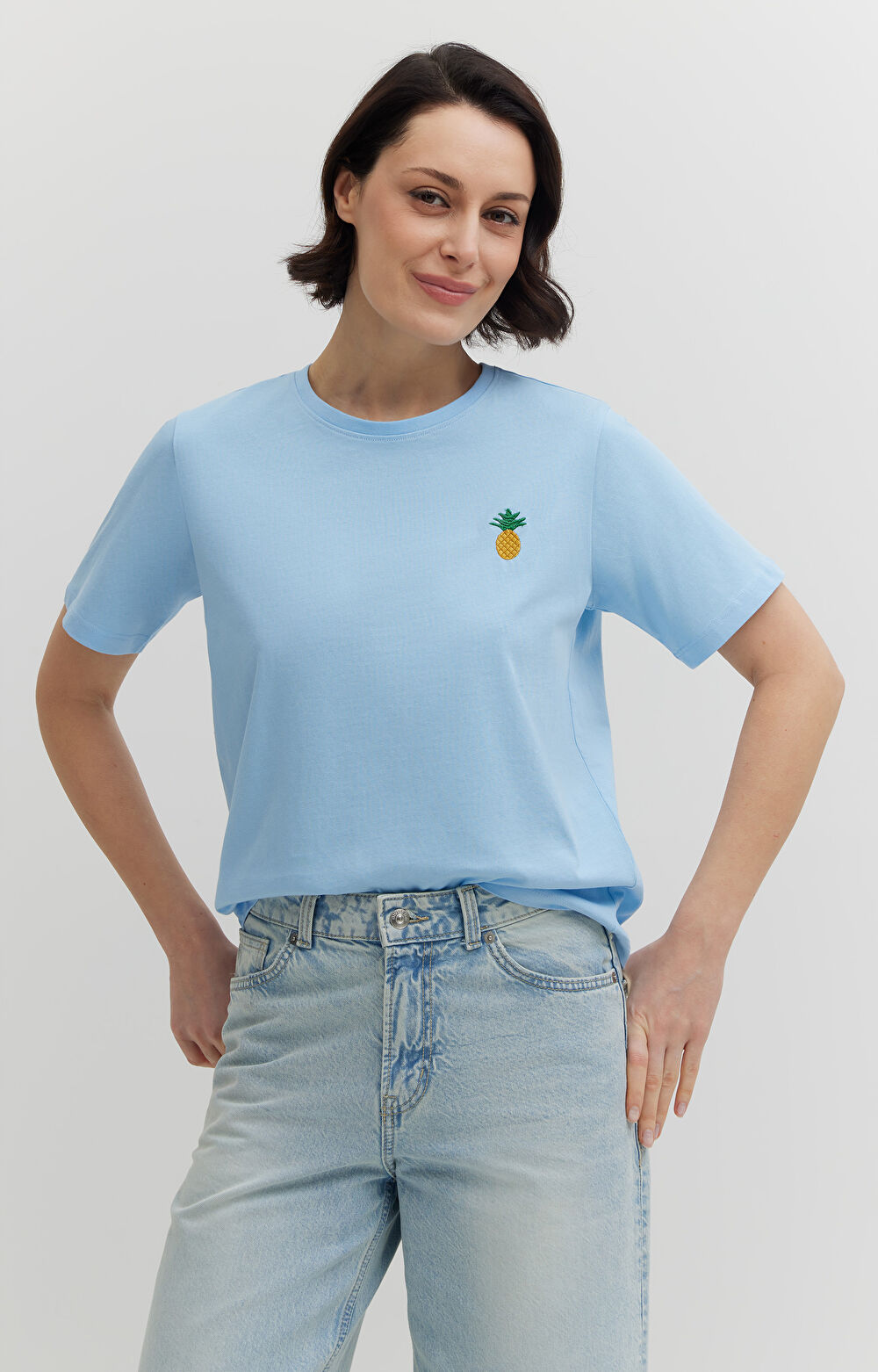 T-shirt z haftem z bawełny merceryzowanej - 5