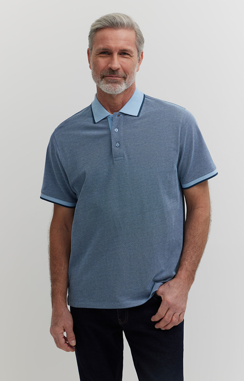 Polo z bawełny organicznej z kontrastem - 3