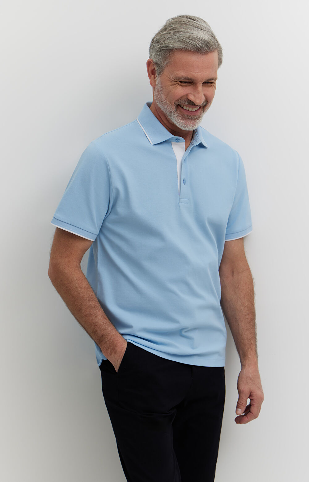 Polo z bawełny merceryzowanej z kontrastem - 4