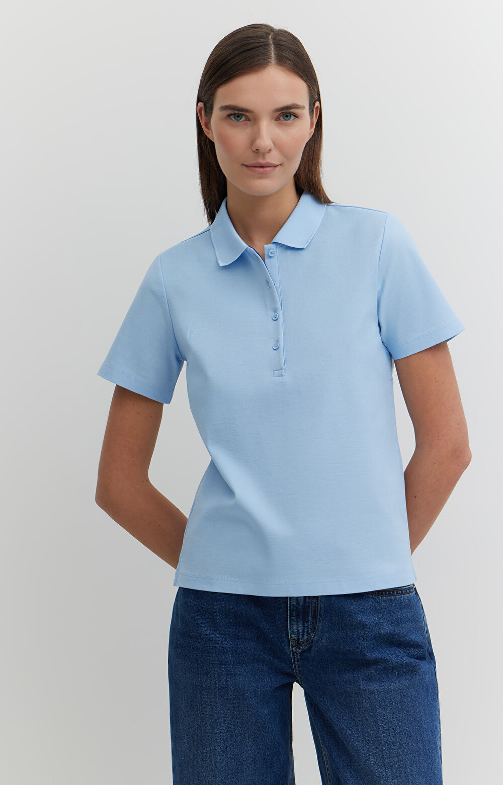 Polo z bawełny merceryzowanej z kontrastem - 2