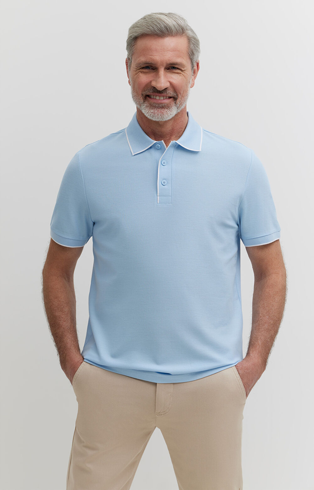 Polo z bawełny podwójnie merceryzowanej z kontrastem - 4