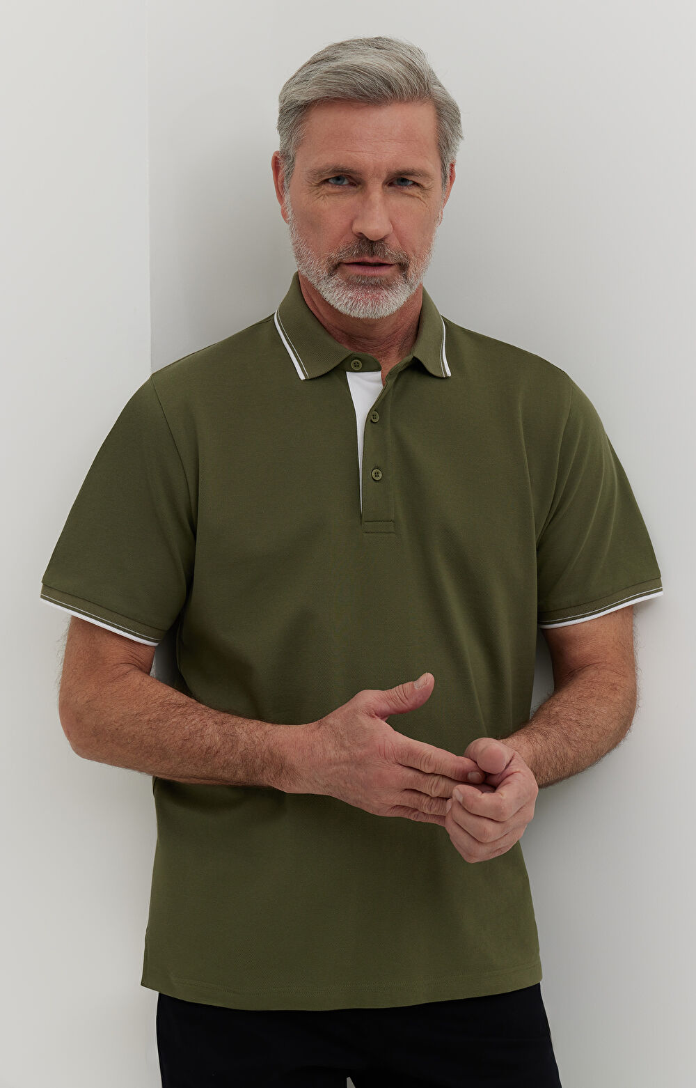 Polo z bawełny merceryzowanej z kontrastem - 4