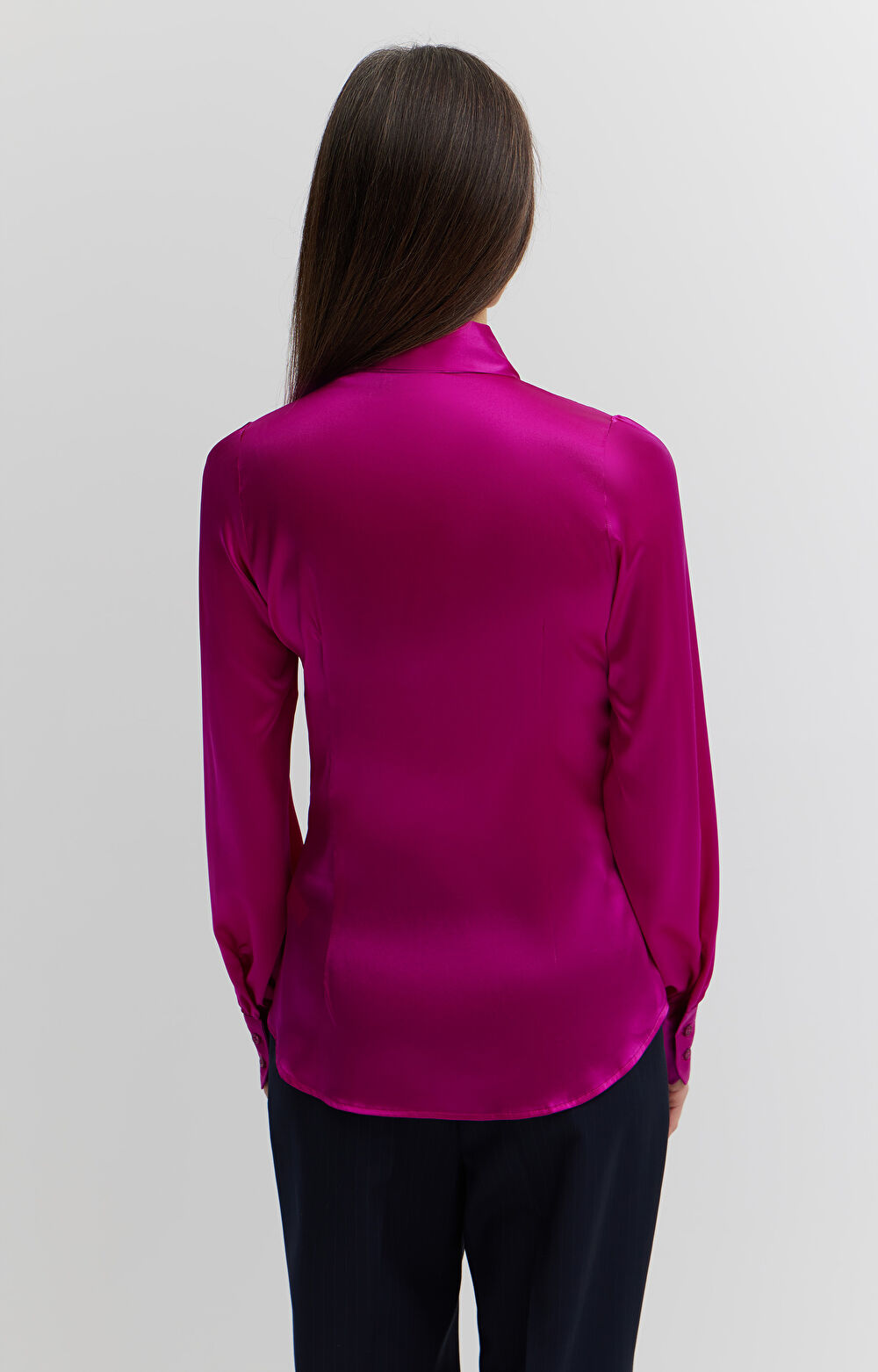 Koszula z jedwabiu z kokardą - 3