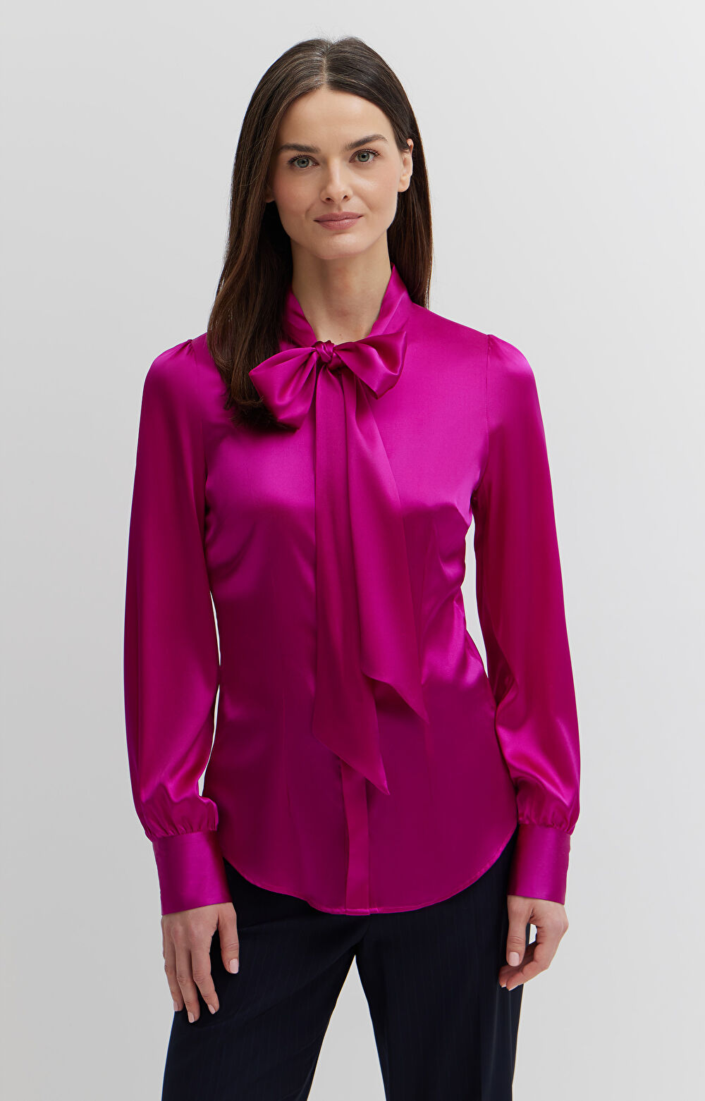 Koszula z jedwabiu z kokardą - 2