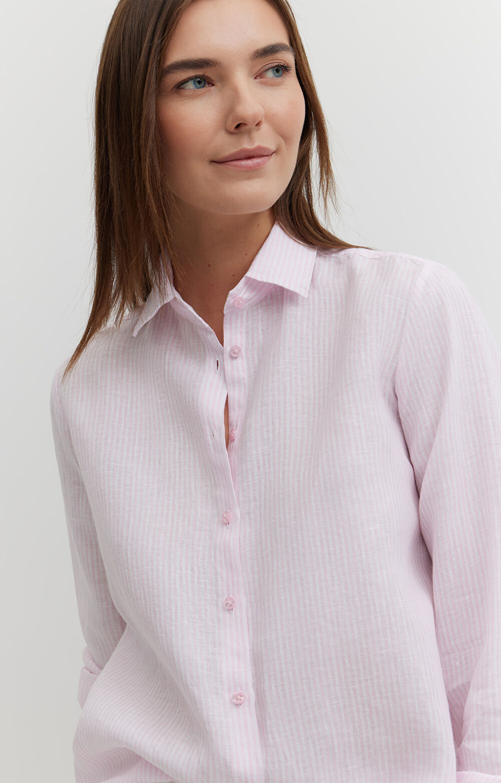 Lniana koszula w paski - 5