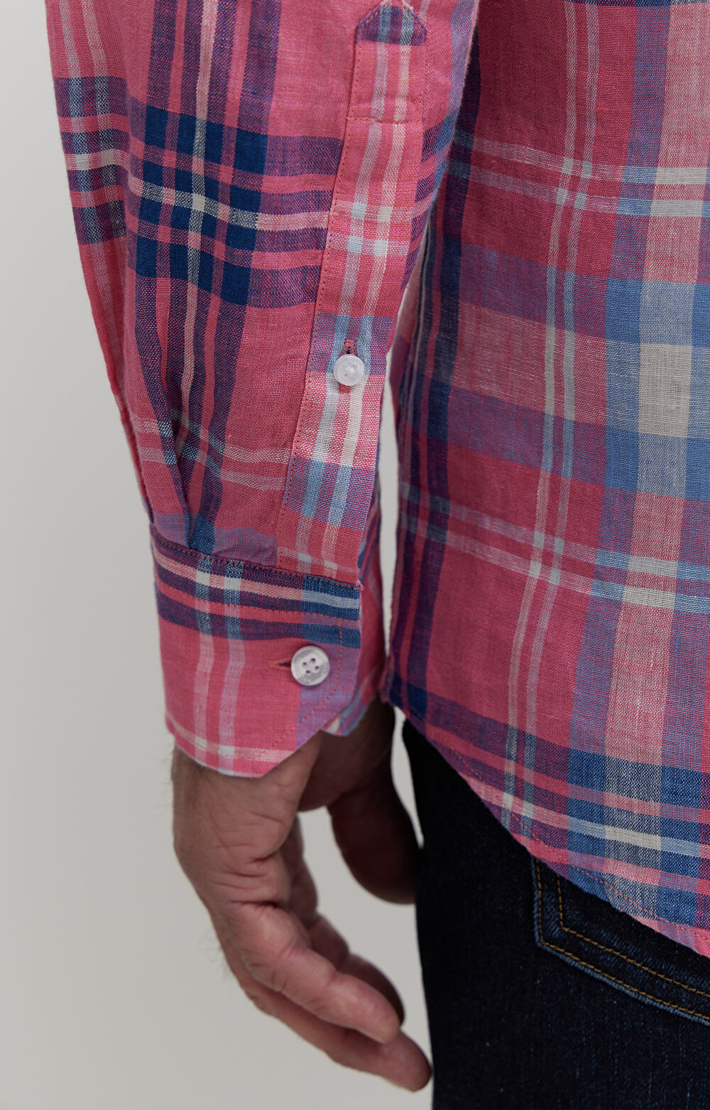 Koszula lniana w kratę - 5