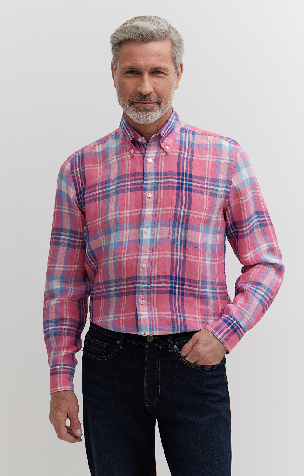 Koszula lniana w kratę - 2