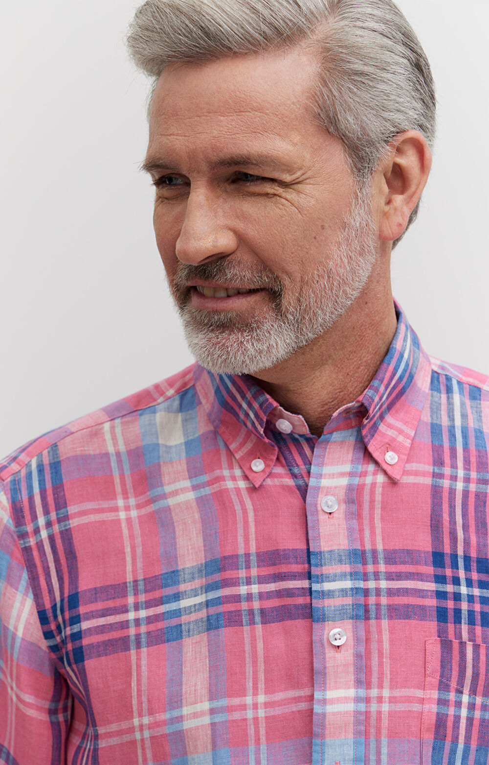 Koszula lniana w kratę - 6