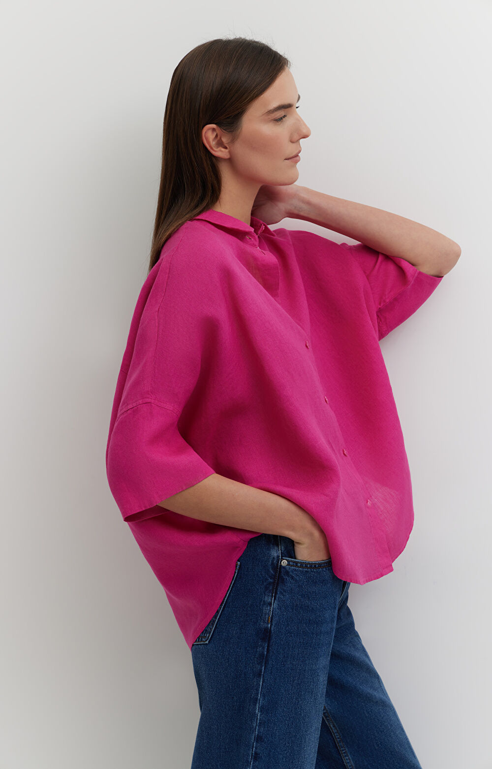 Lniana koszula z krótkim rękawem - 6