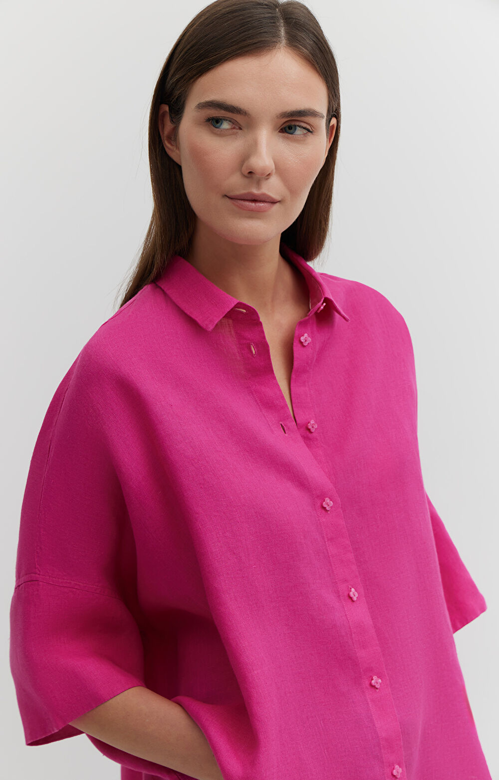 Lniana koszula z krótkim rękawem - 4