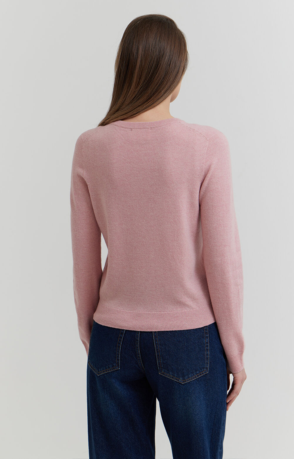 Sweter v-neck z melanżowej wełny merino - 4