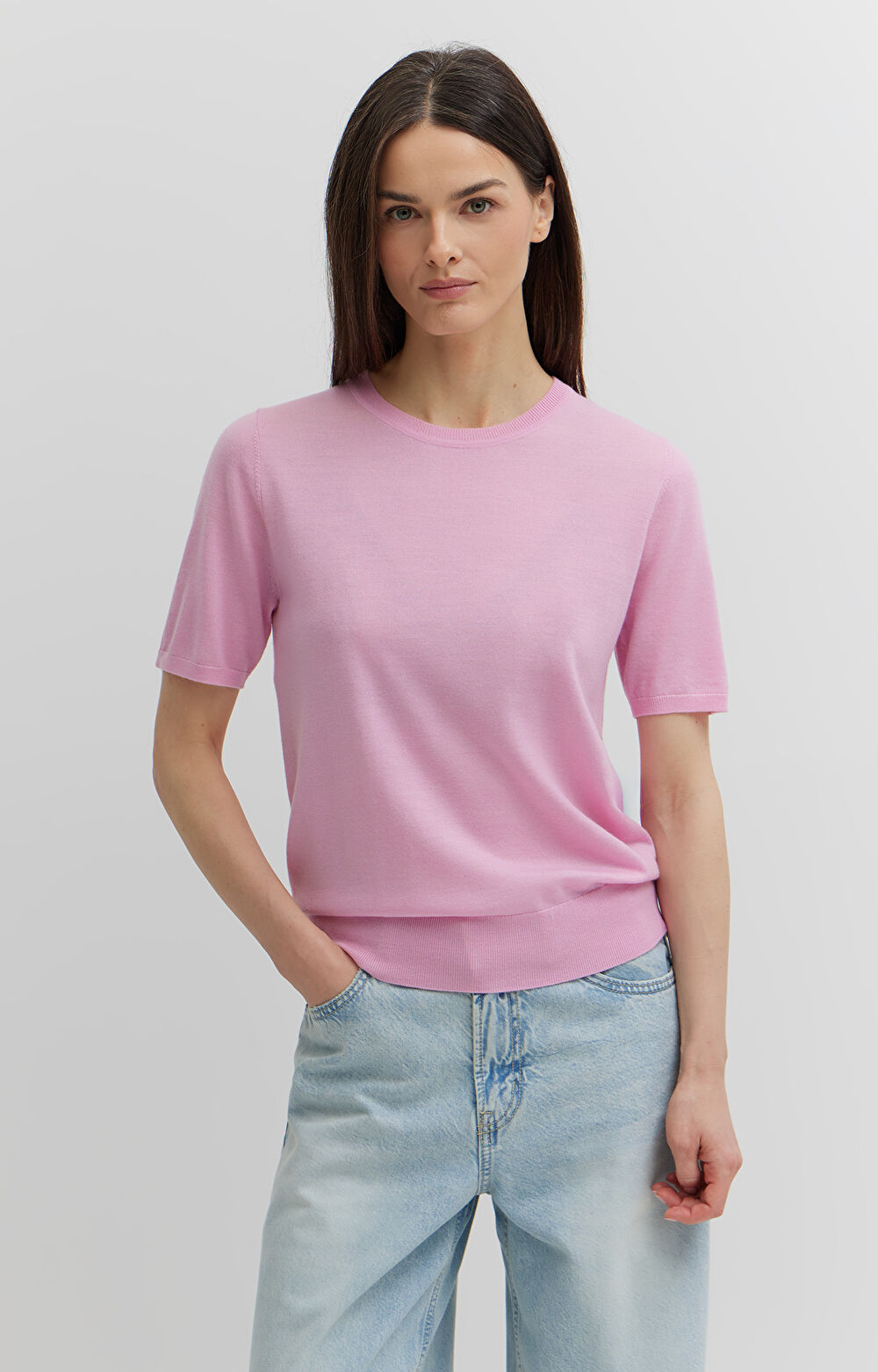 Sweter z krótkim rękawem z wełny merino - 5