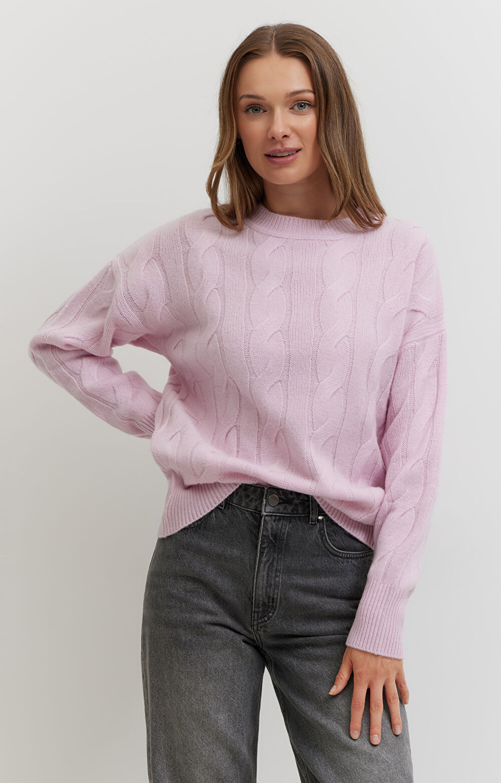 Sweter z wełny merino z warkoczowym splotem - 4