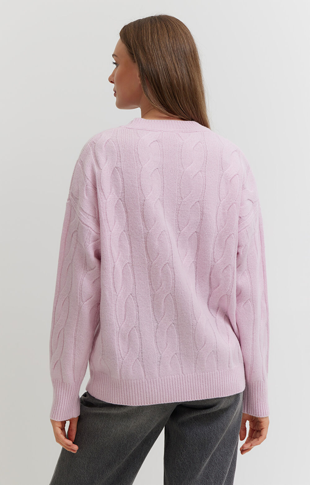 Sweter z wełny merino z warkoczowym splotem - 3