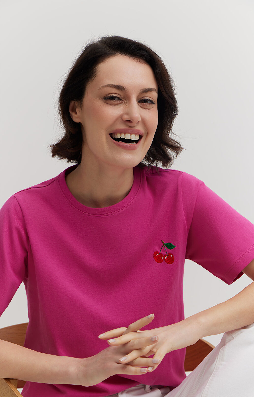 T-shirt z haftem z bawełny merceryzowanej - 5