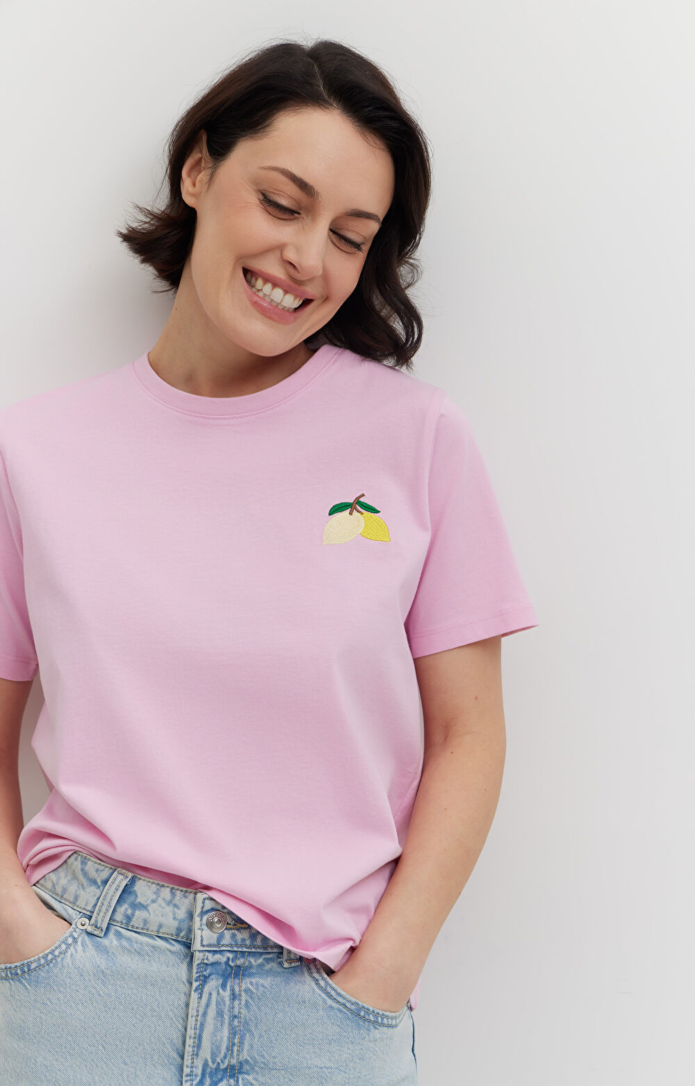 T-shirt z haftem z bawełny merceryzowanej - 5