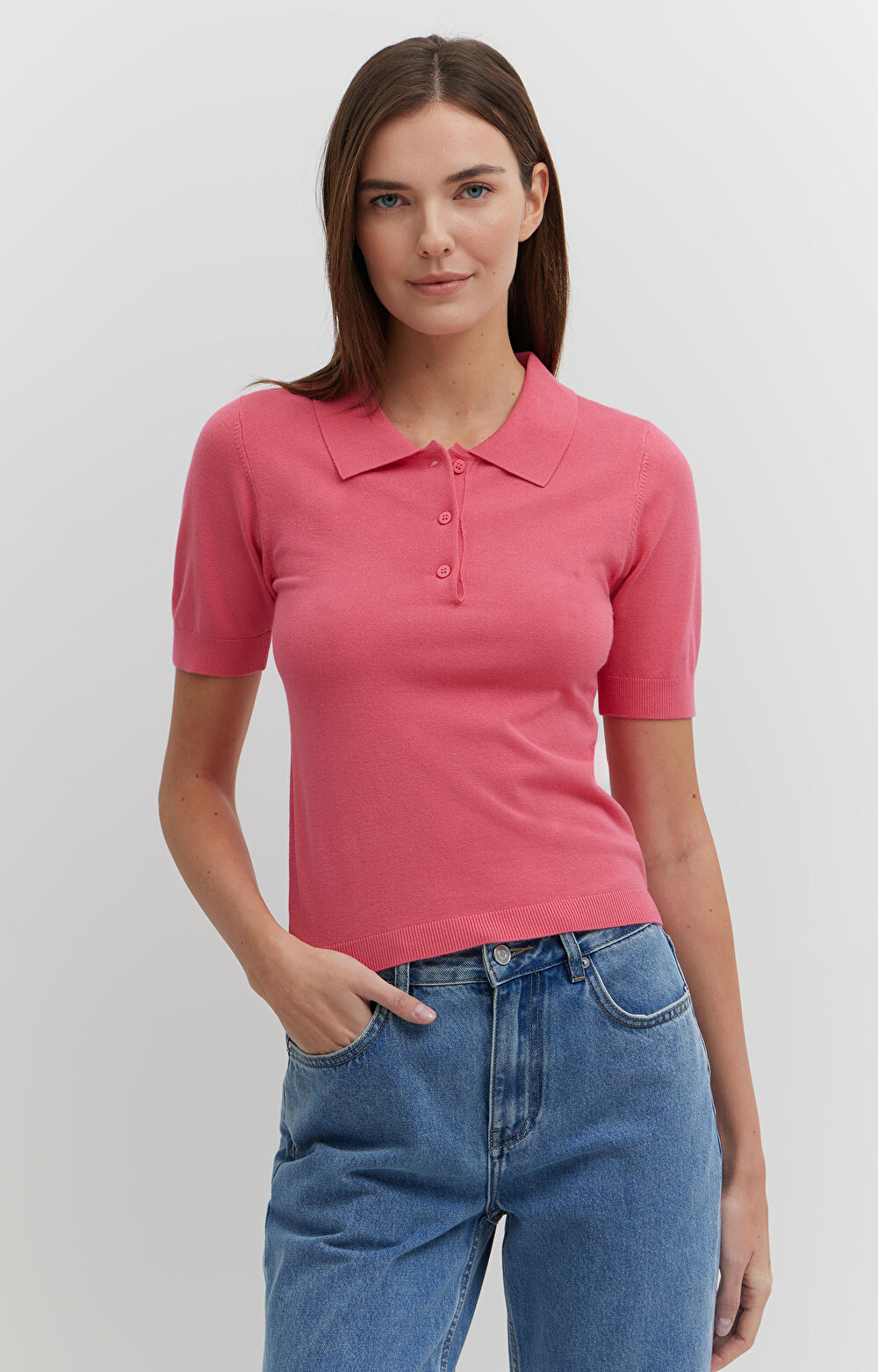 Sweter z kołnierzem polo - 2