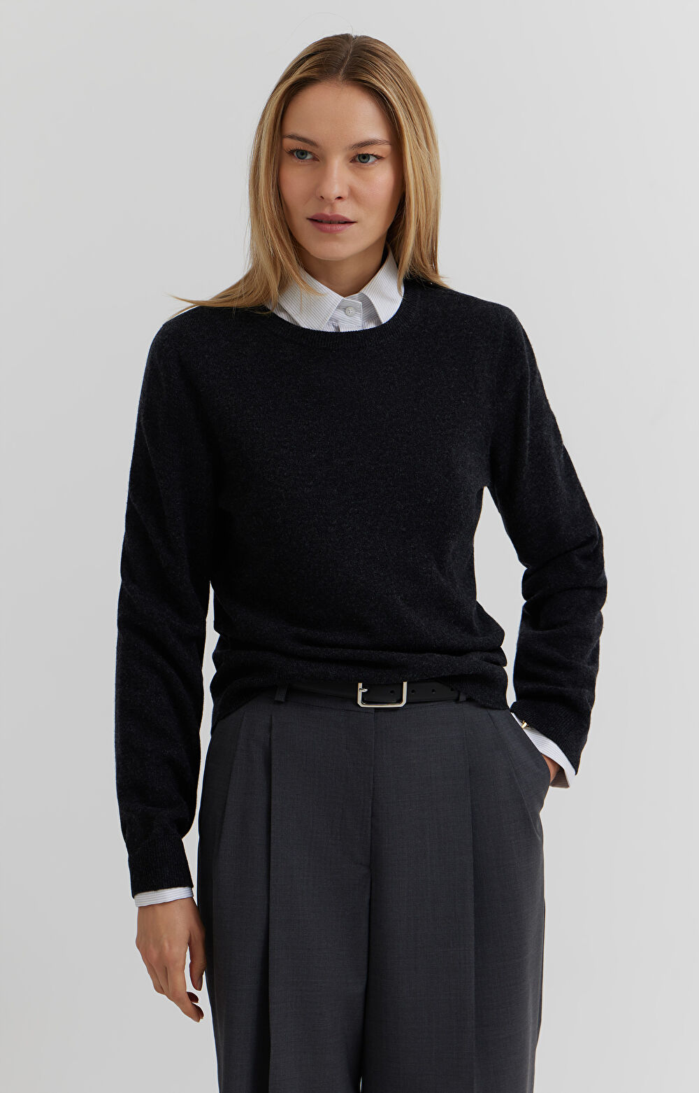 Sweter z melanżowej wełny merino - 6