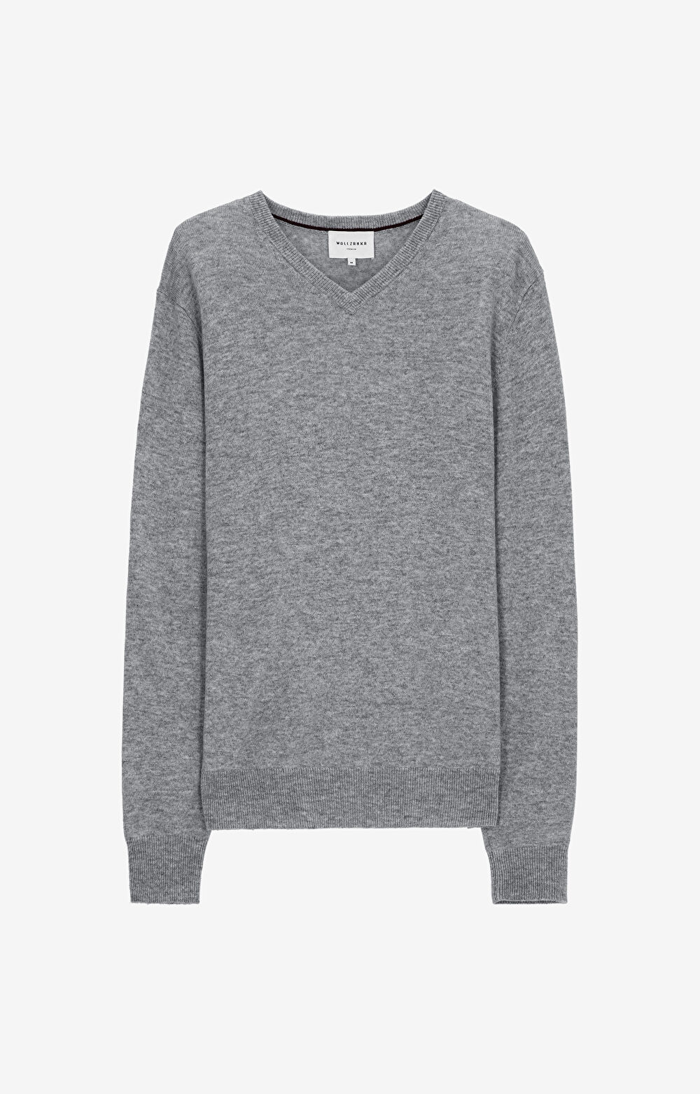Sweter v-neck z melanżowej wełny merino - 2