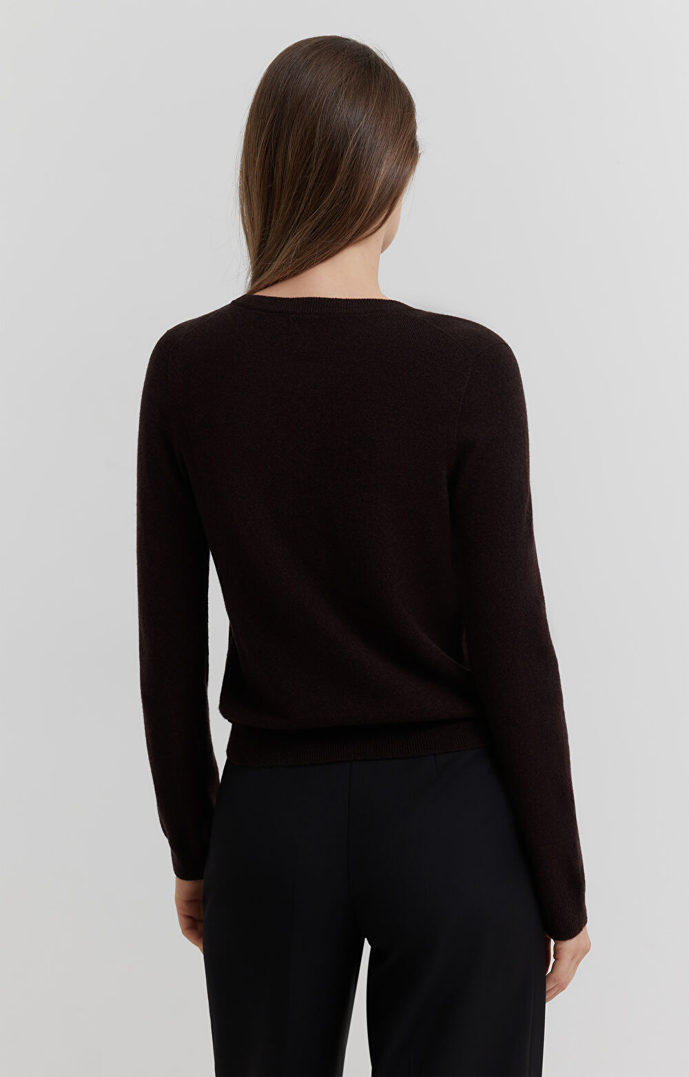 Sweter v-neck z melanżowej wełny merino - 4