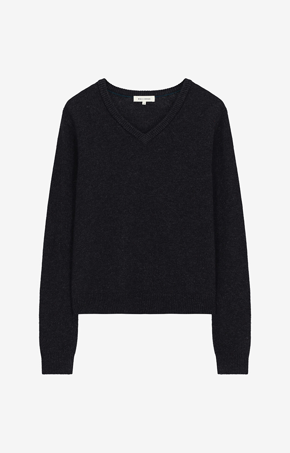 Melanżowy sweter v-neck z wełną - 2