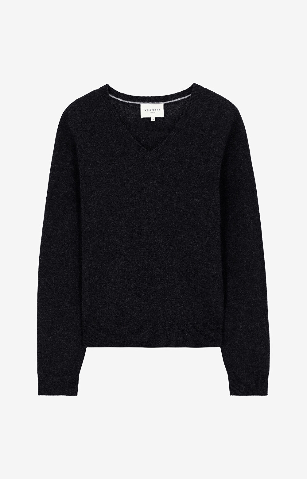 Sweter v-neck z melanżowej wełny merino - 2