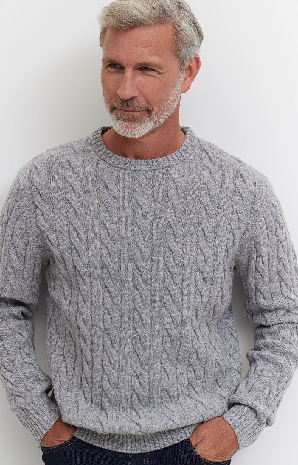Sweter z wełny w warkoczowy splot - 6