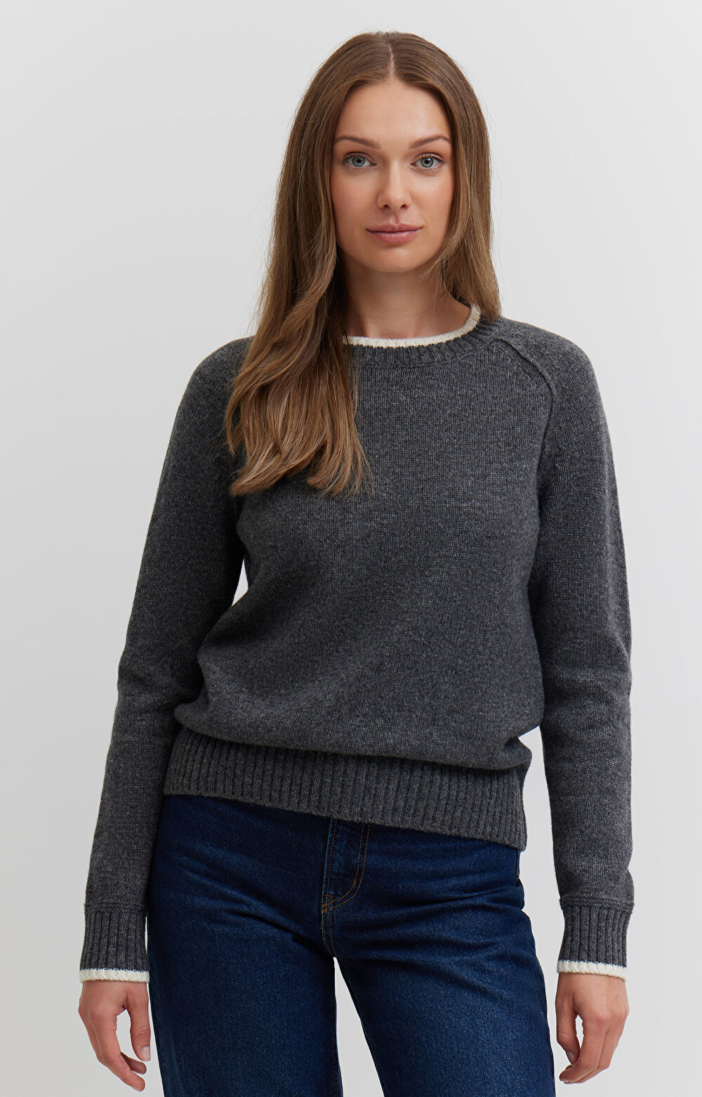 Melanżowy sweter z wełny
