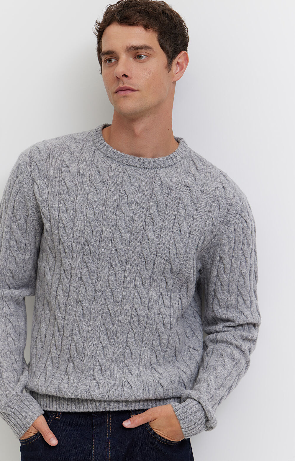 Sweter z wełny w warkoczowy splot - 7