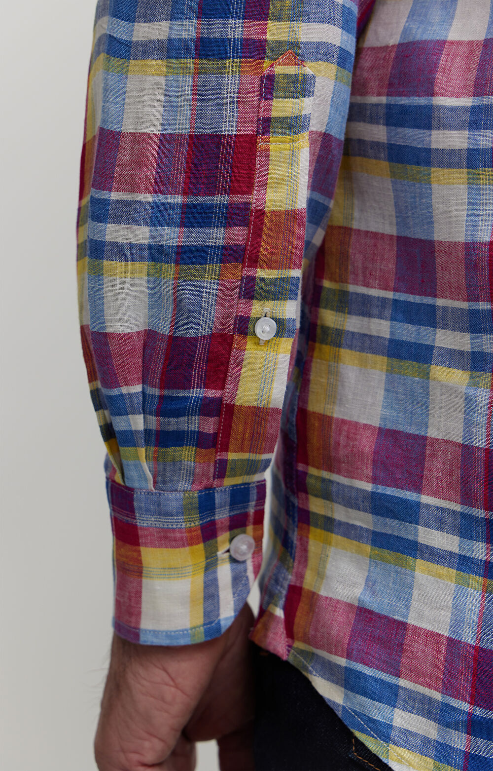 Koszula lniana w kratę - 5