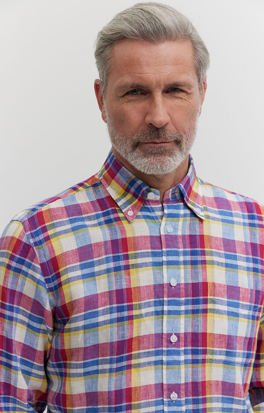 Koszula lniana w kratę - 6