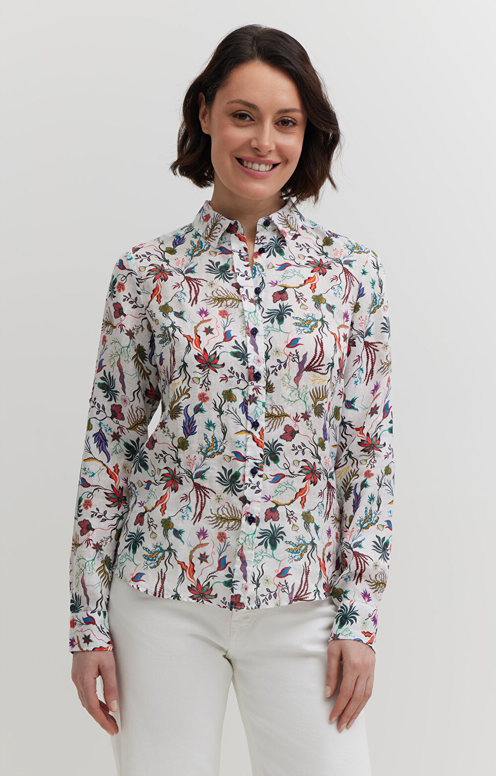 Lniana koszula w kwiaty - 4