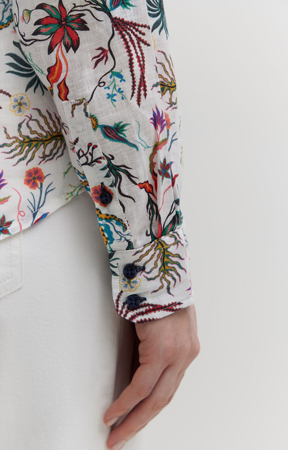 Lniana koszula w kwiaty - 5