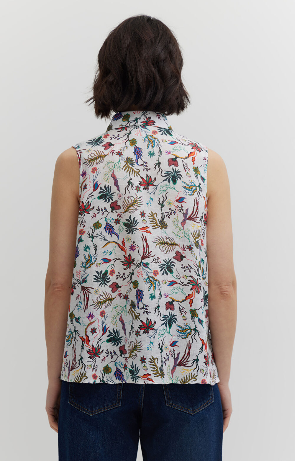 Lniana koszula bez rękawów - 4