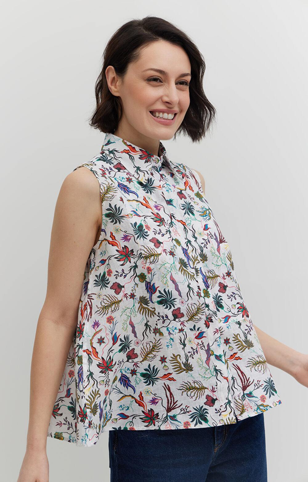 Lniana koszula bez rękawów - 5